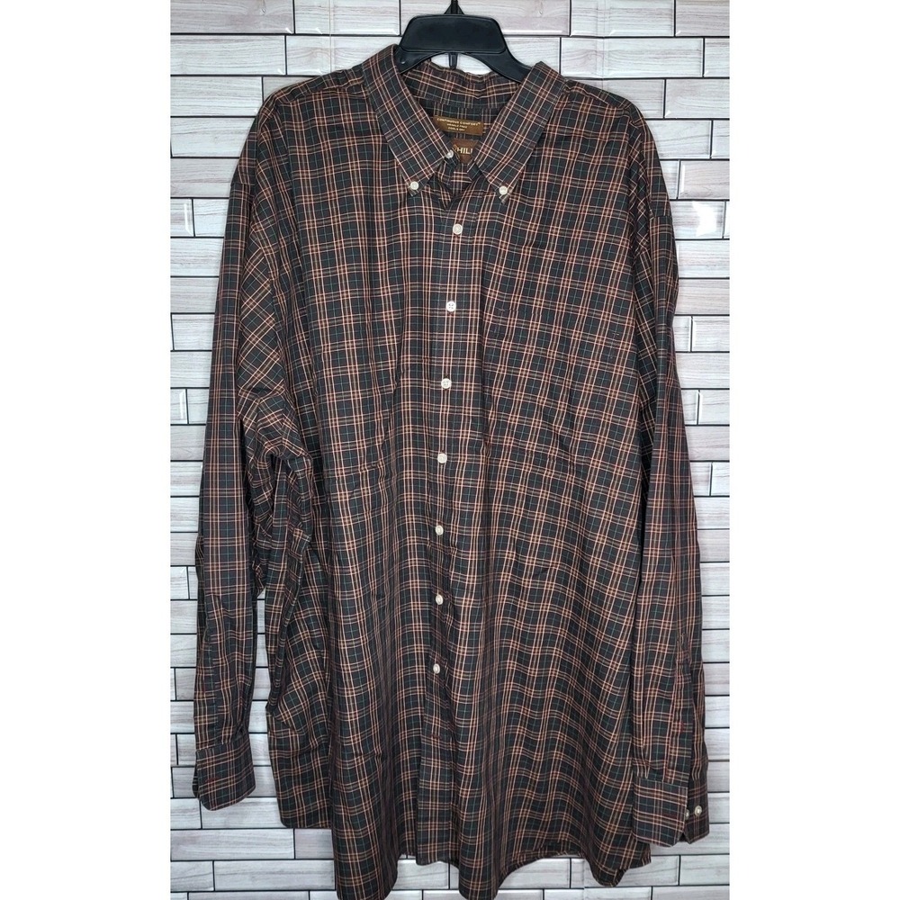 Oak Hill Men's Plaid Shirt Size 4XLT Wrinkle Free Red & Green Cotton Cool & Dry